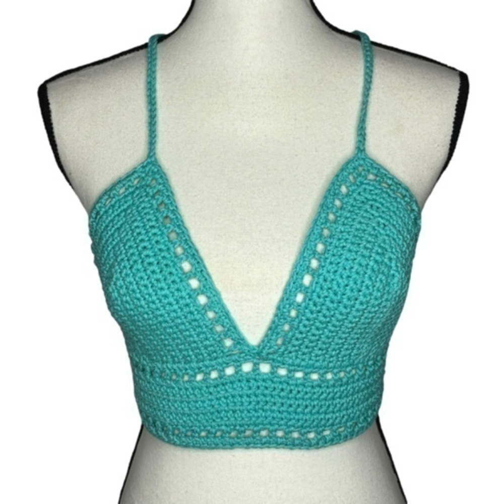 Handcrafted Crochet Crop Top The Lilly Top Cropped Cotton Yarn Art Handmade Knit
